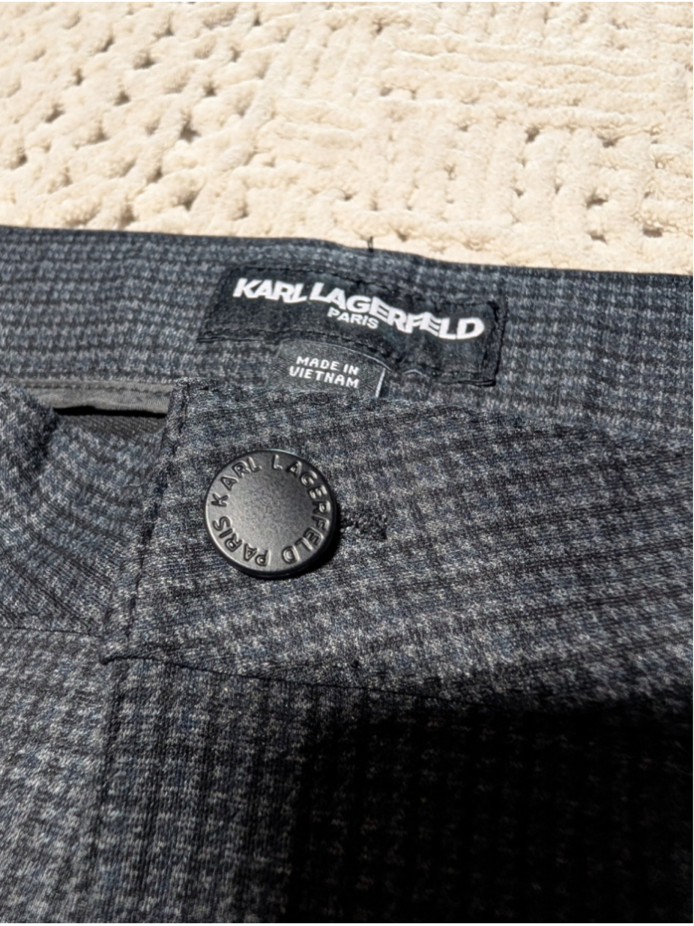 746 - Karl Lagerfeld Paris Size 14 Charcoal Check Tailored Dress Pants - Picture 6 of 11